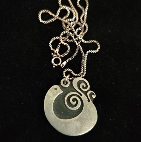 Vintage Sweden Artist R.Tennesmed Bird Necklace Pewter MCM - Picture 6 of 13